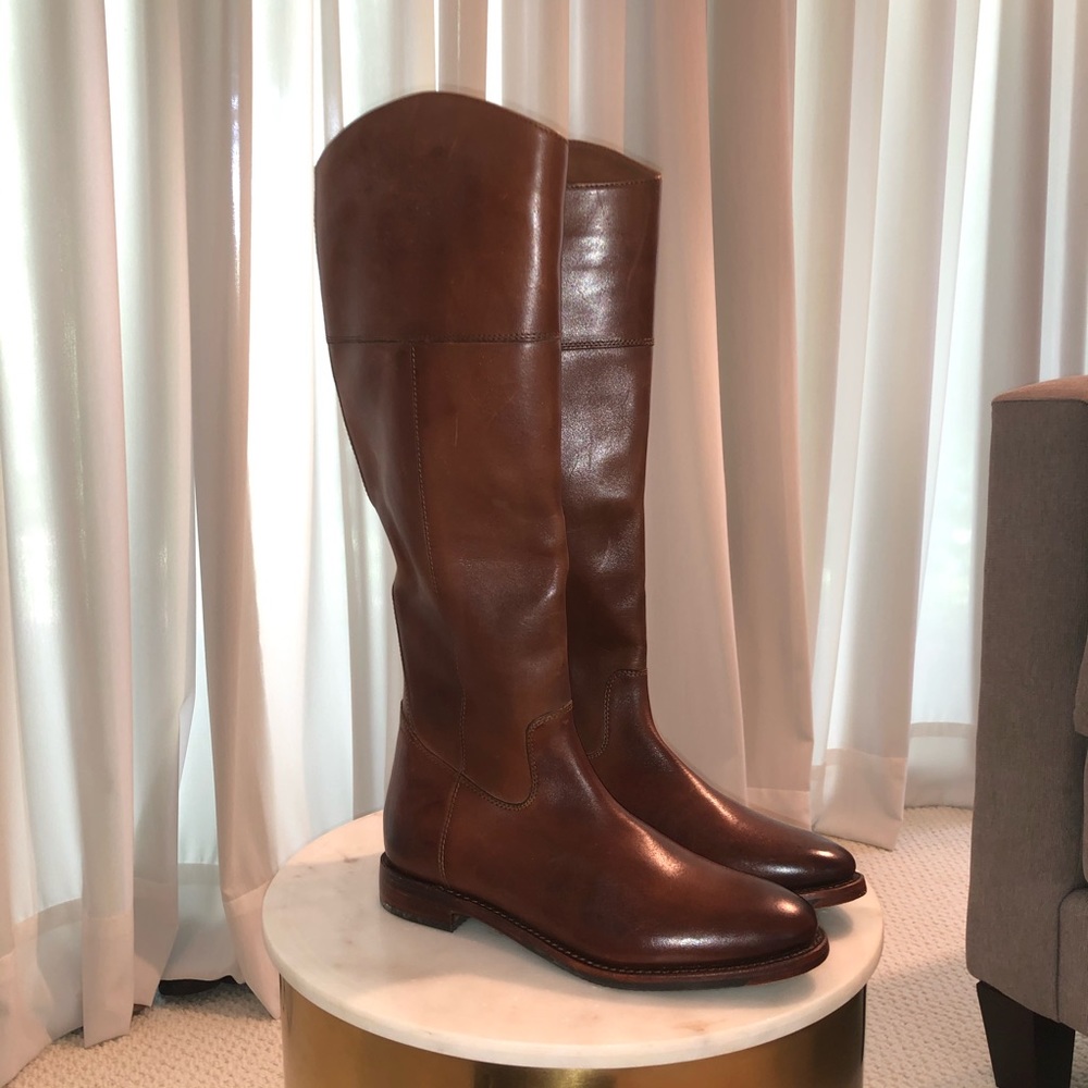 Brown leather boots